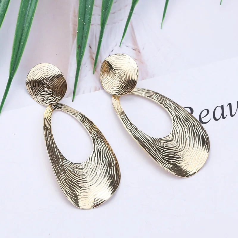 Gold Metal Drop Earrings with Irregular Heart Design for Women - Smarsty