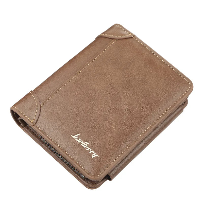 New PU Leather Men Wallets High Quality Zipper Short Desigh Card Holder Male Purse Vintage Coin Holder Men Wallets - Smarsty