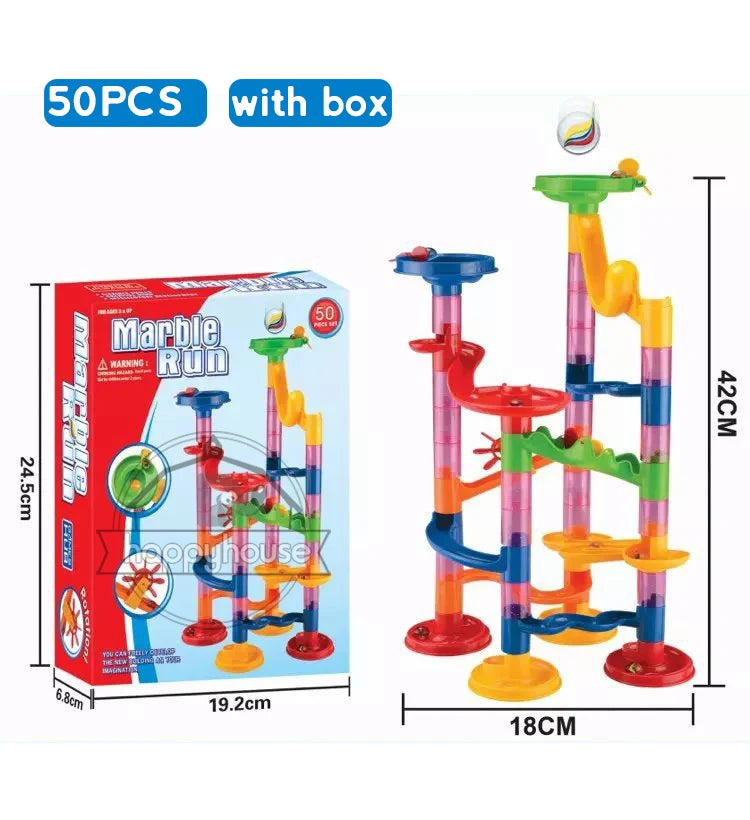 Marble Run Race Track Building Blocks Kids 3D Maze Ball Roll Toy DIY Marble Run Race Coaster Set 80/105/109/133pc Christmas Gift - Smarsty