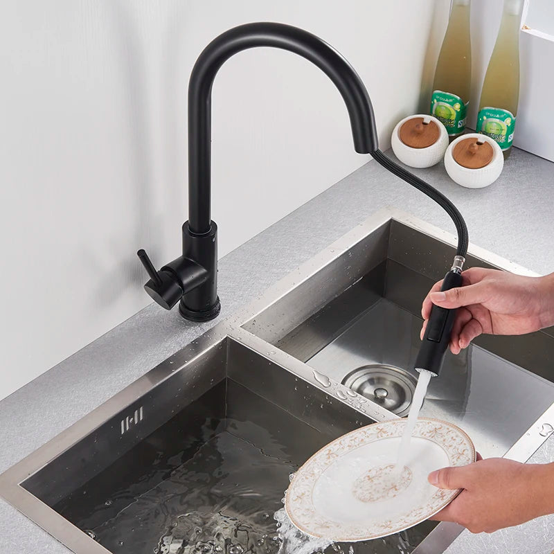 Pull Out Sensor Black Kitchen Faucet With Touch Control - Smarsty