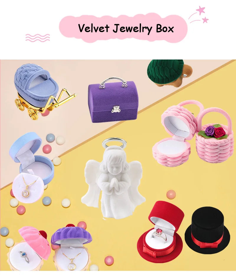 Lovely Velvet Jewelry Box for Rings and Earrings Display - Smarsty