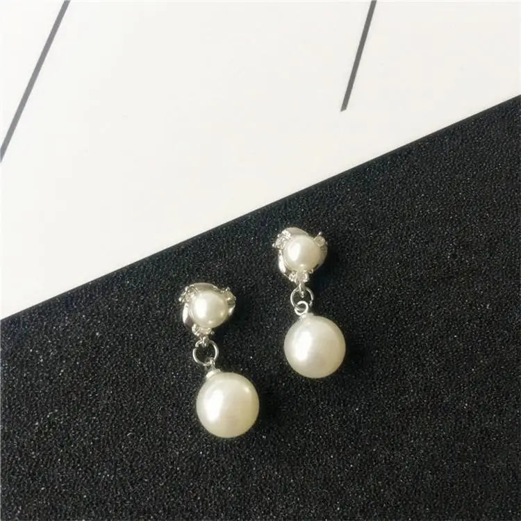 Pearl Drop Earrings With Crystal Accent For Weddings - Smarsty
