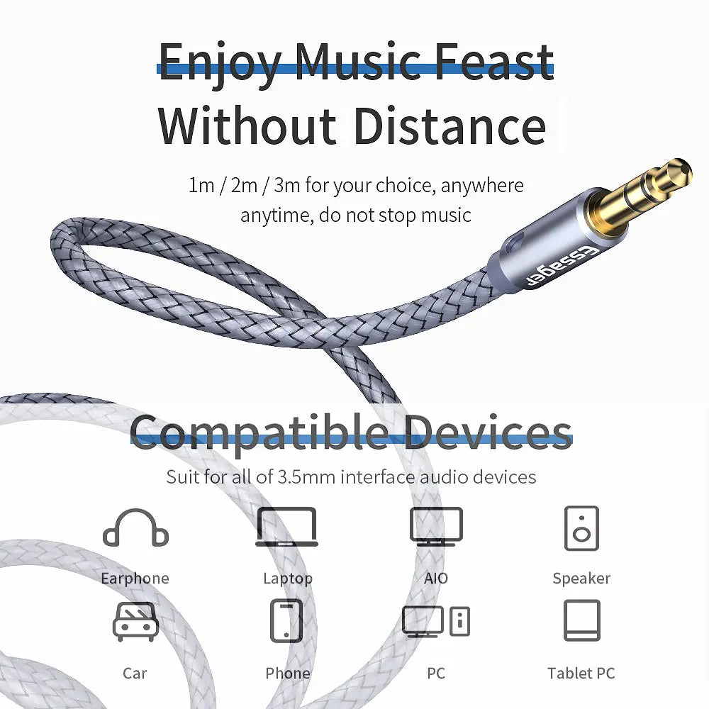 Essager 3.5mm Audio Extension Cable for Enhanced Sound - Smarsty