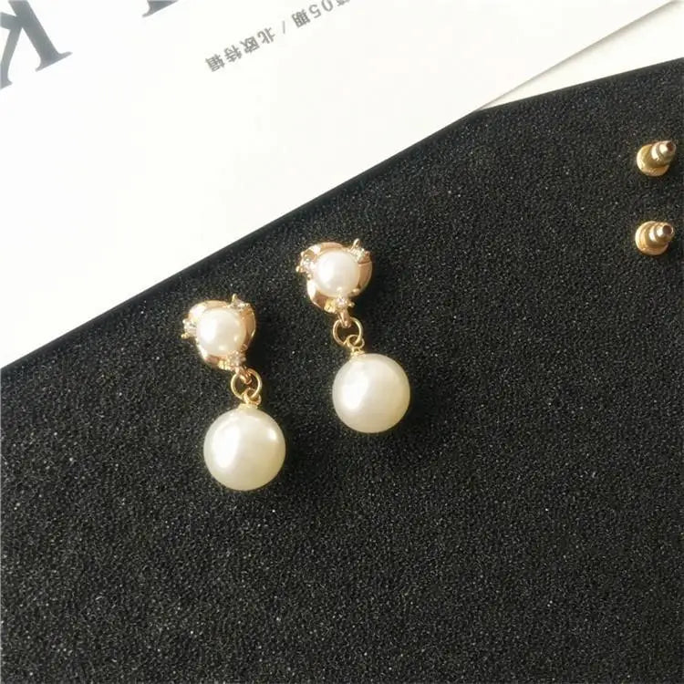 Pearl Drop Earrings With Crystal Accent For Weddings - Smarsty