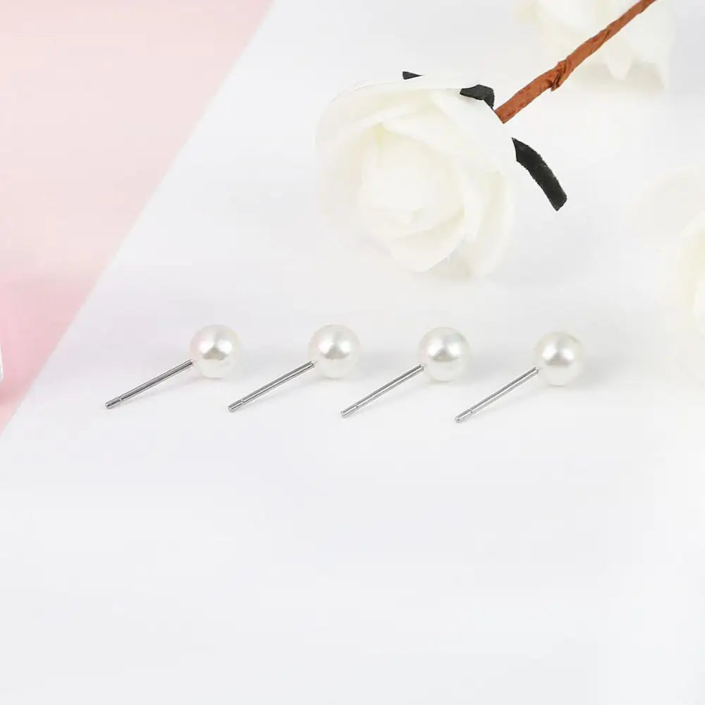 Elegant White Pearl Stud Earrings For Women Hypoallergenic - Smarsty
