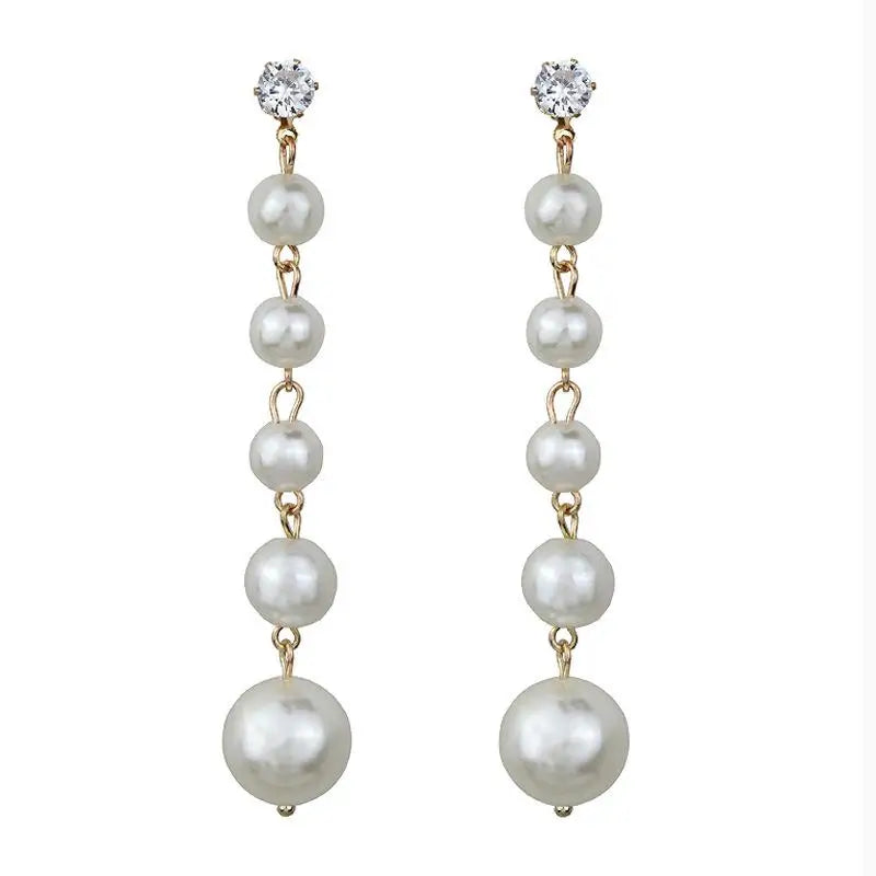 Pearl Drop Earrings With Crystal Accent For Weddings - Smarsty