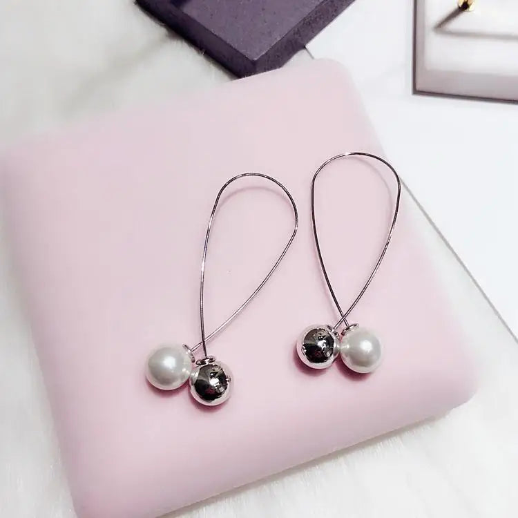 Pearl Drop Earrings With Crystal Accent For Weddings - Smarsty
