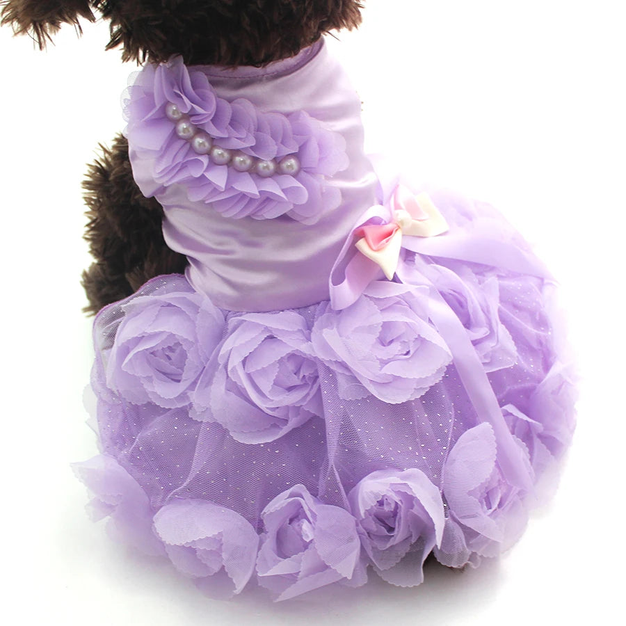 Pet Dog Wedding Dress Tutu with Bow and Rosette - Smarsty