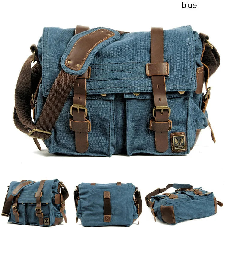 Muchuan Canvas Leather Messenger Bag For Men Laptop Case - Smarsty