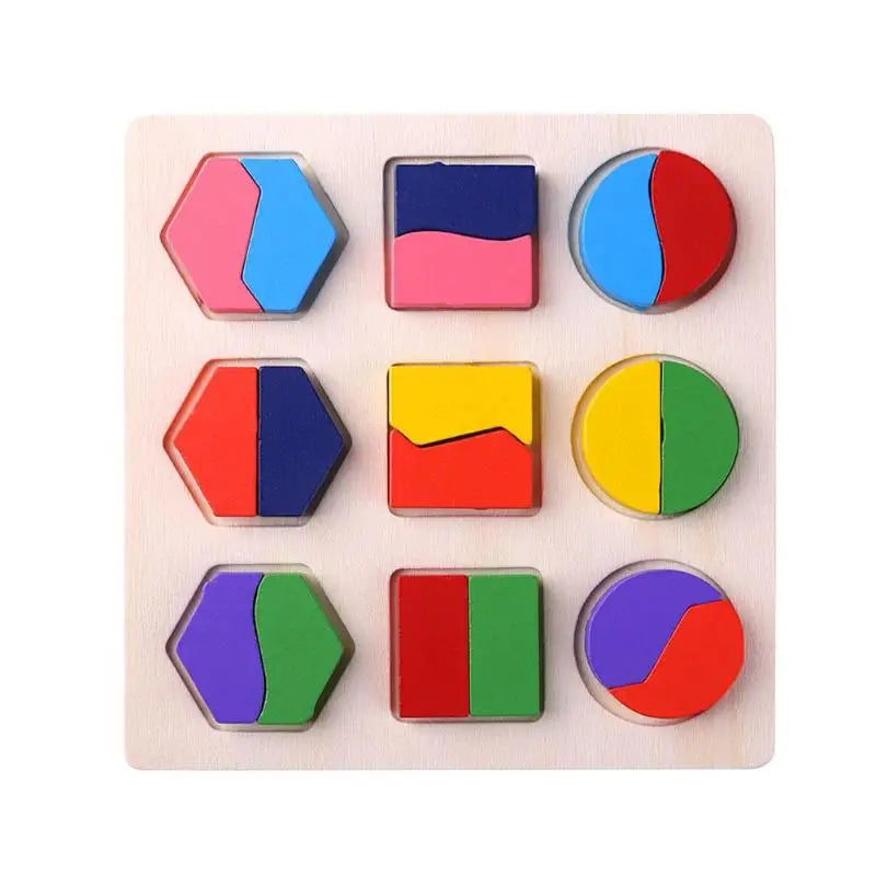 Wooden Geometric Shapes Montessori Puzzle Sorting Math Bricks Preschool Learning Educational Game Baby Toddler Toys for Children by Smarsty