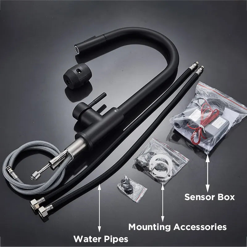 Pull Out Sensor Black Kitchen Faucet With Touch Control - Smarsty