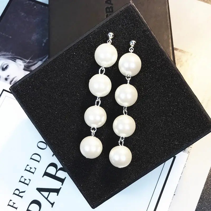 Pearl Drop Earrings With Crystal Accent For Weddings - Smarsty