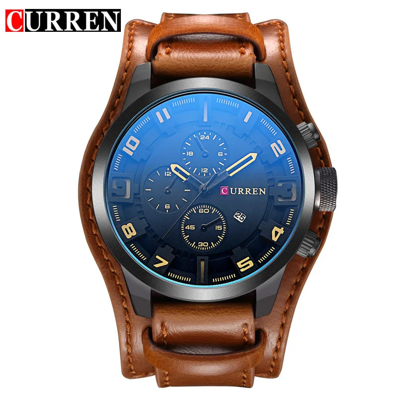 CURREN Luxury Men's Leather Strap Quartz Watch - Smarsty