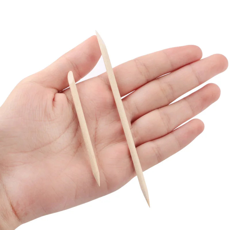 Double Sided Cuticle Pushers 100Pcs Wooden Nail Tools - Smarsty