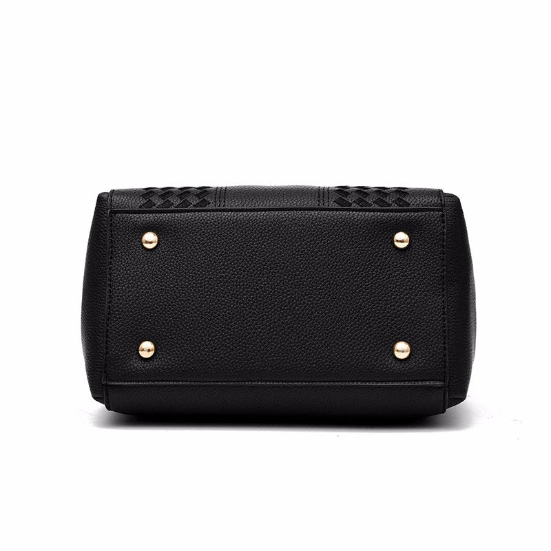 Embroidered Leather Messenger Bag for Women With Fur Accent - Smarsty