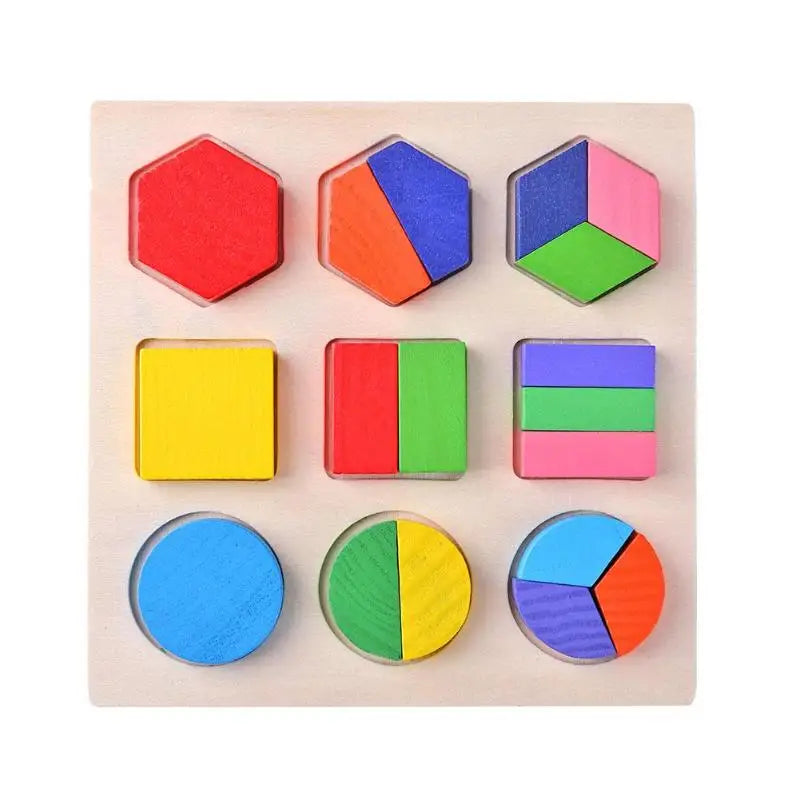 Wooden Geometric Shapes Montessori Puzzle Sorting Math Bricks Preschool Learning Educational Game Baby Toddler Toys for Children by Smarsty