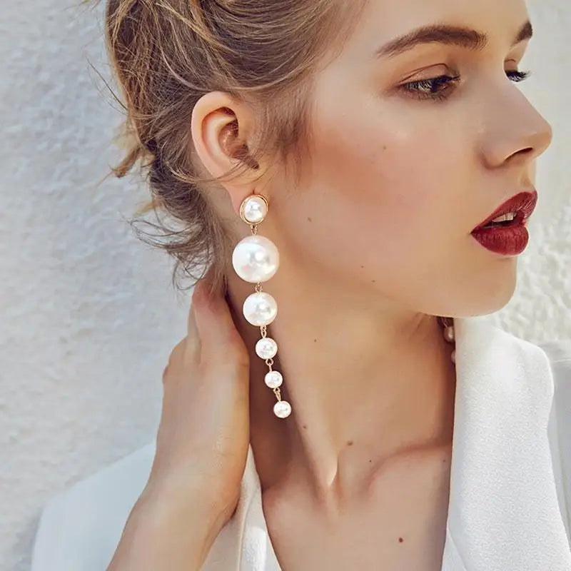 Pearl Drop Earrings With Crystal Accent For Weddings - Smarsty