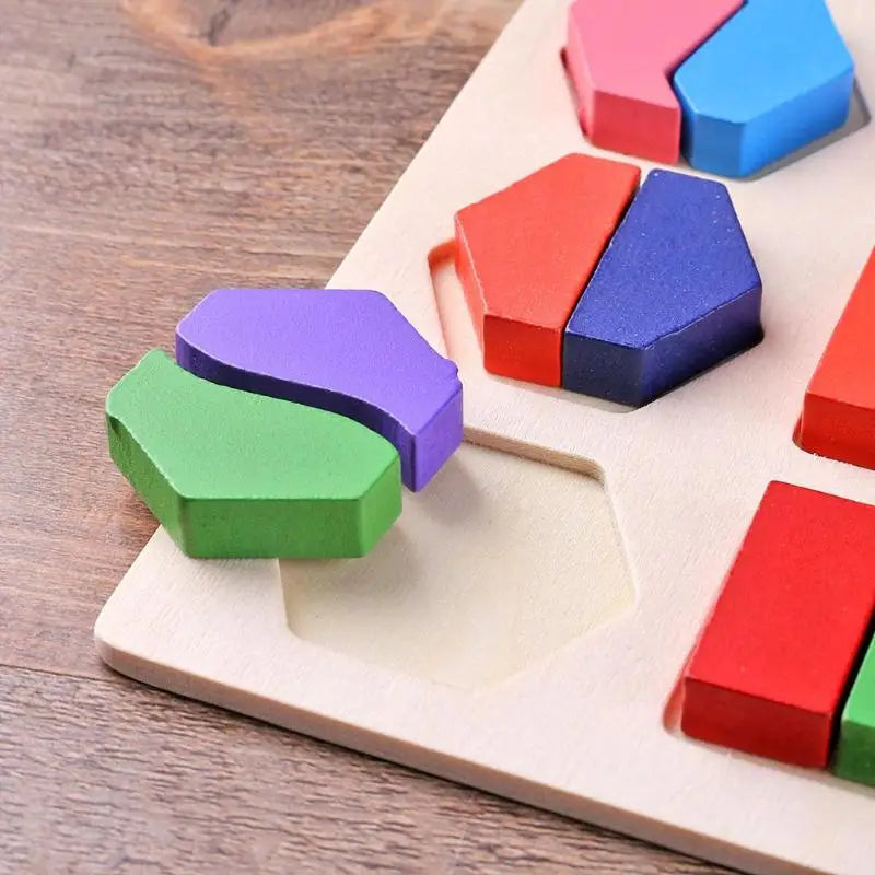 Wooden Geometric Shapes Montessori Puzzle Sorting Math Bricks Preschool Learning Educational Game Baby Toddler Toys for Children by Smarsty
