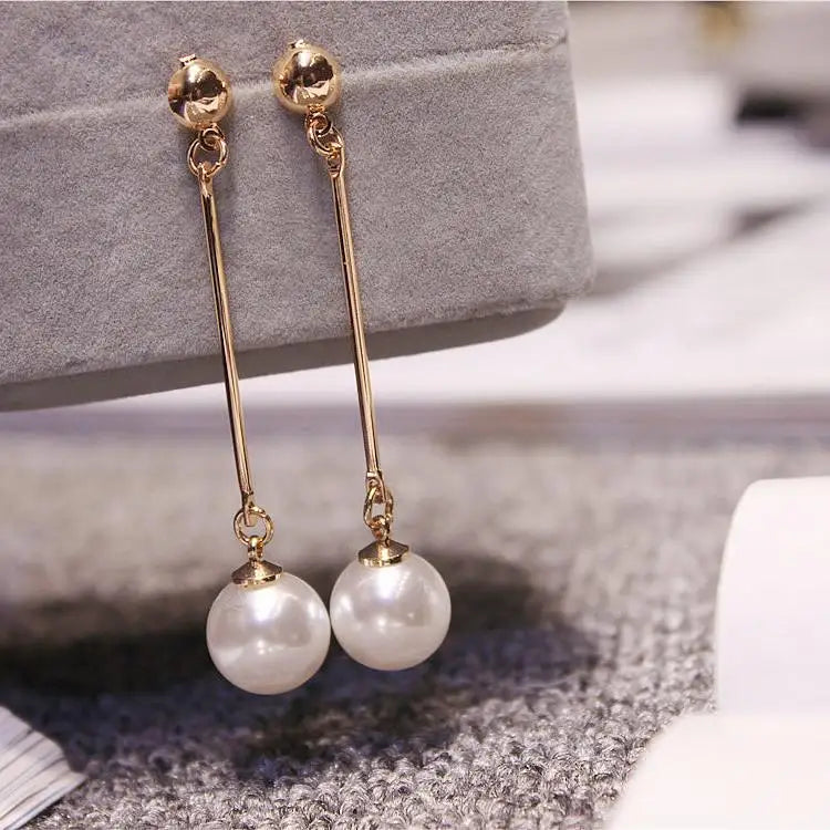 Pearl Drop Earrings With Crystal Accent For Weddings - Smarsty