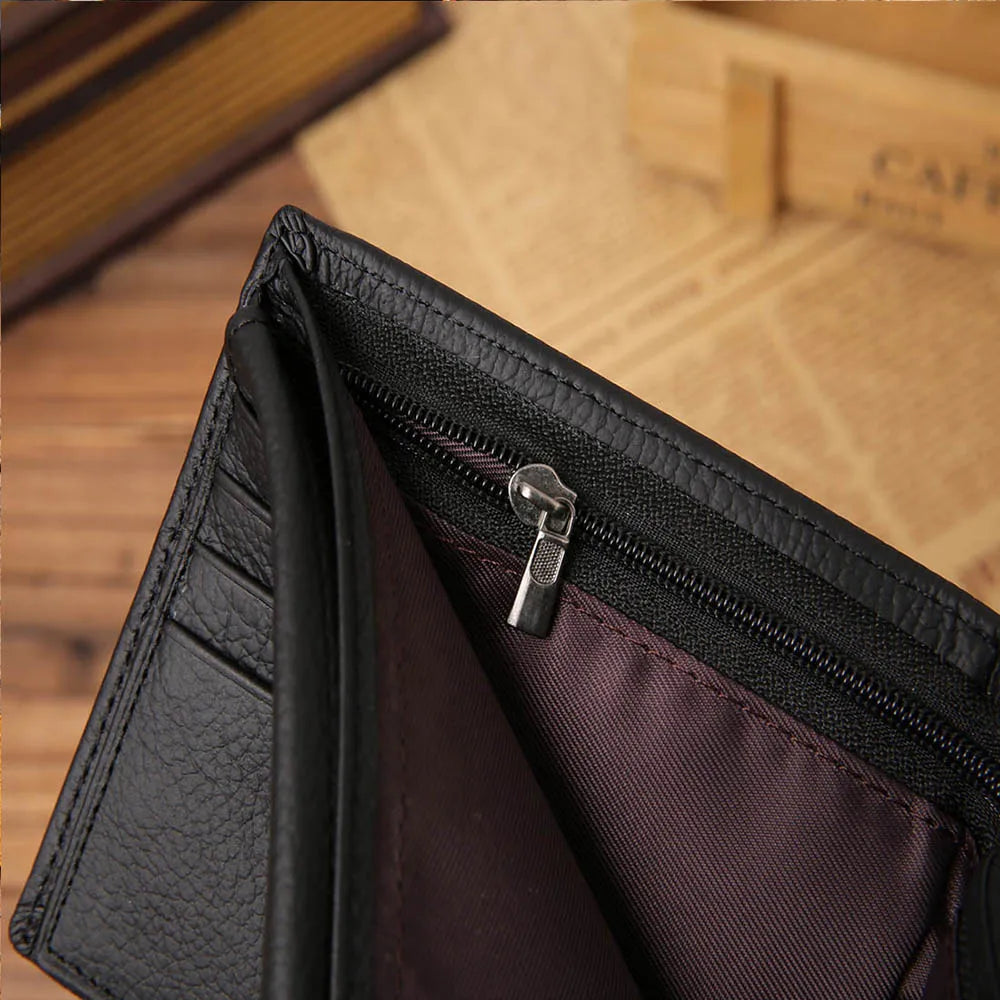 Classic Short Genuine Leather Men Wallets Fashion Coin Pocket Card Holder Men Purse Simple Quality Male Wallets - Smarsty