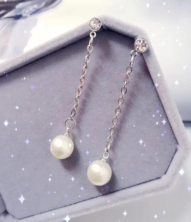 Pearl Drop Earrings With Crystal Accent For Weddings - Smarsty