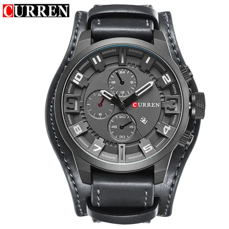 CURREN Luxury Men's Leather Strap Quartz Watch - Smarsty