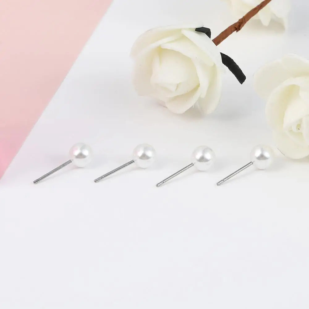 Elegant White Pearl Stud Earrings For Women Hypoallergenic - Smarsty
