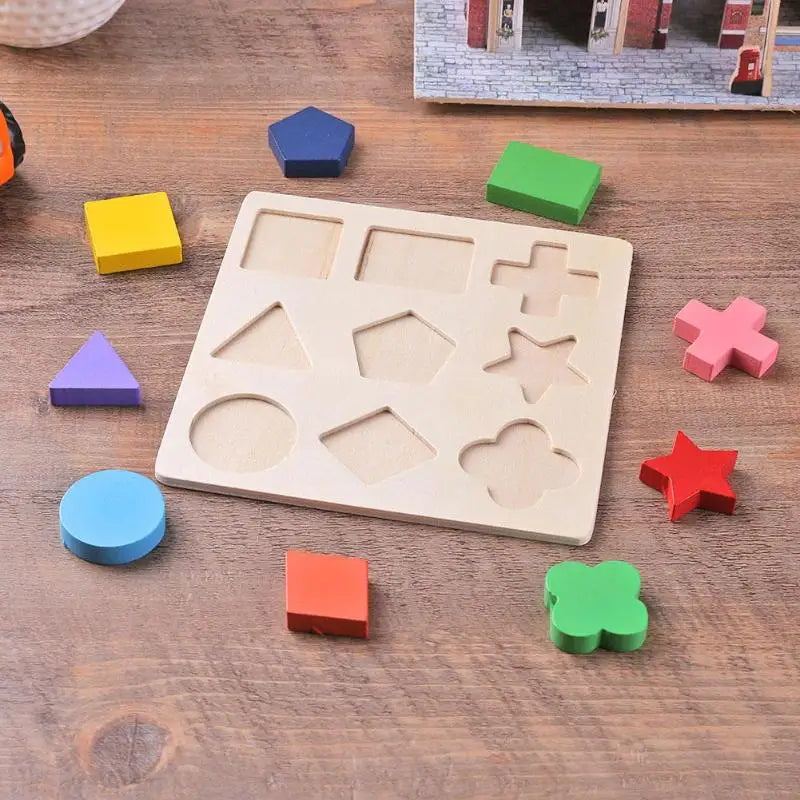 Wooden Geometric Shapes Montessori Puzzle Sorting Math Bricks Preschool Learning Educational Game Baby Toddler Toys for Children by Smarsty