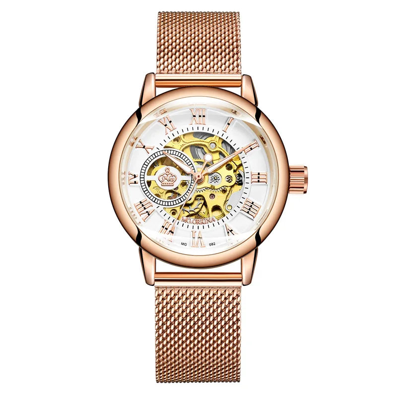 Luxury Skeleton Women's Mechanical Watch with Automatic Movement - Smarsty