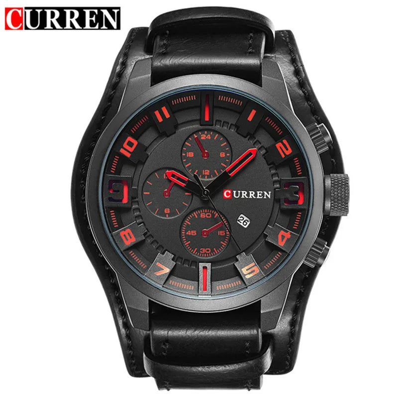 CURREN Luxury Men's Leather Strap Quartz Watch - Smarsty