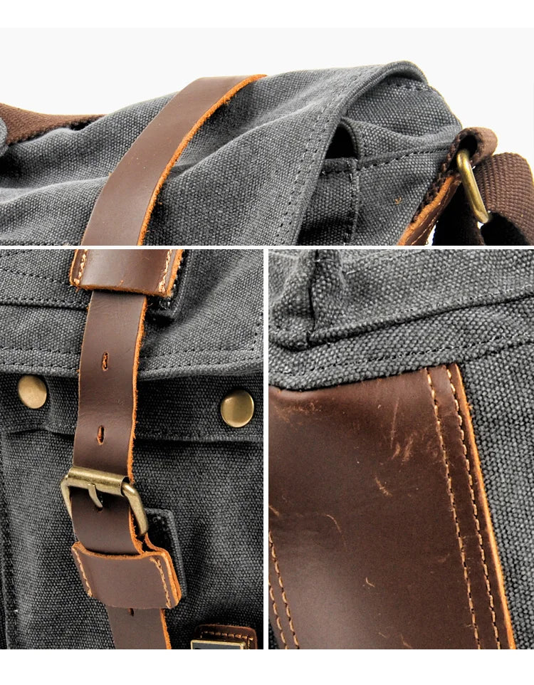 Muchuan Canvas Leather Messenger Bag For Men Laptop Case - Smarsty