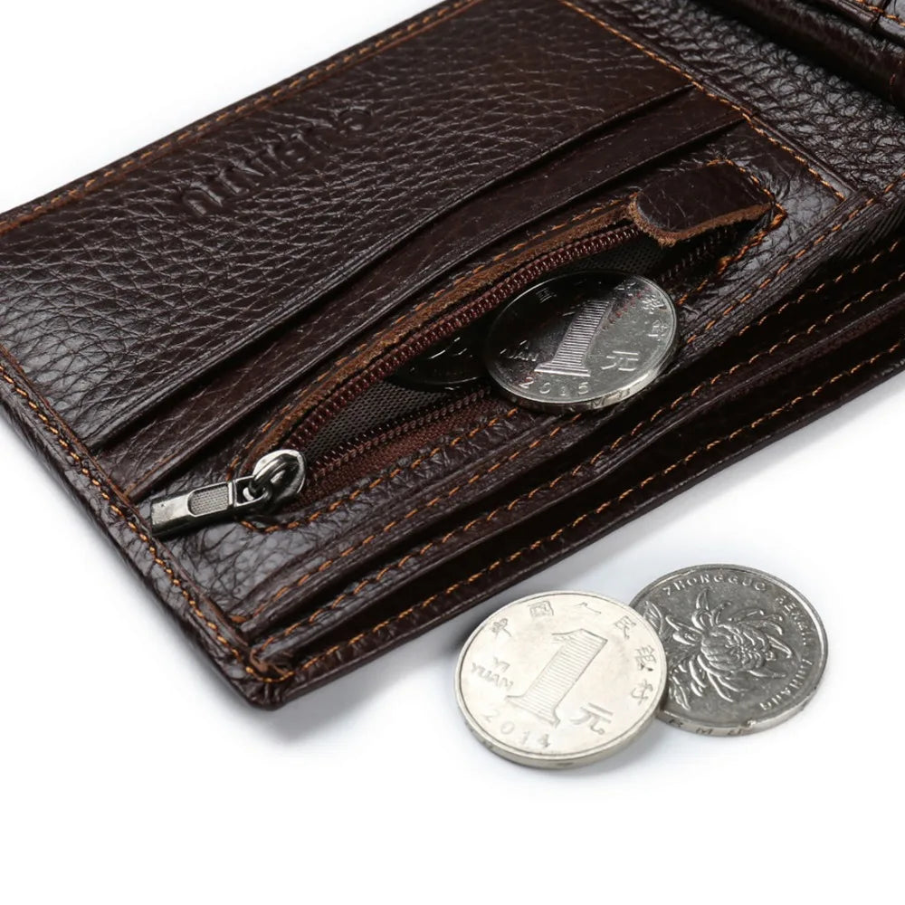 GUBINTU Genuine Leather Men Wallets Coin Pocket Zipper Real Men's Leather Wallet with Coin High Quality Male Purse Eagle cartera - Smarsty