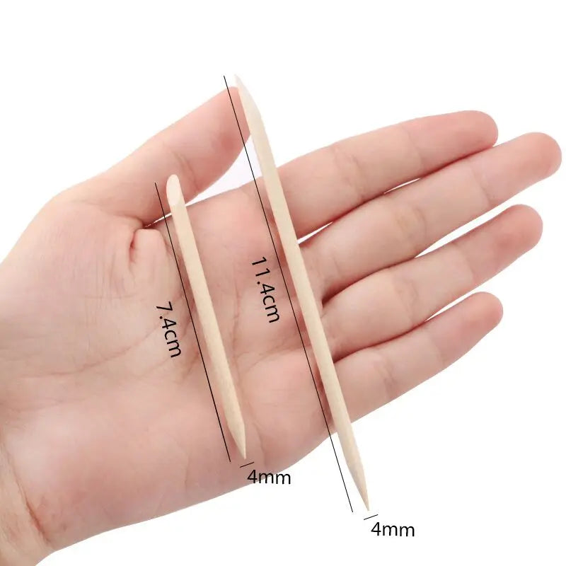 Double Sided Cuticle Pushers 100Pcs Wooden Nail Tools - Smarsty