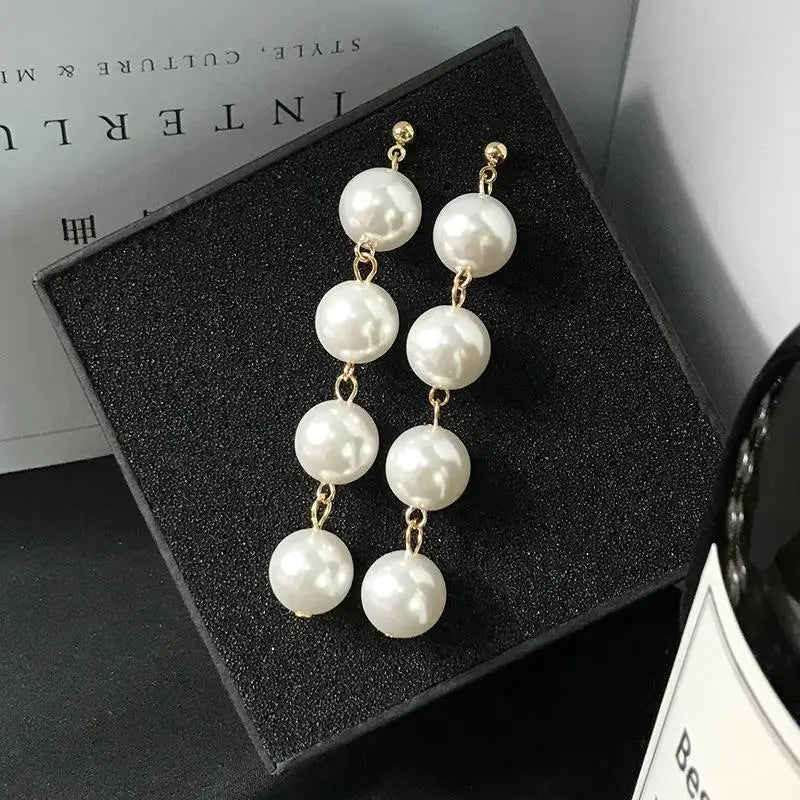 Pearl Drop Earrings With Crystal Accent For Weddings - Smarsty