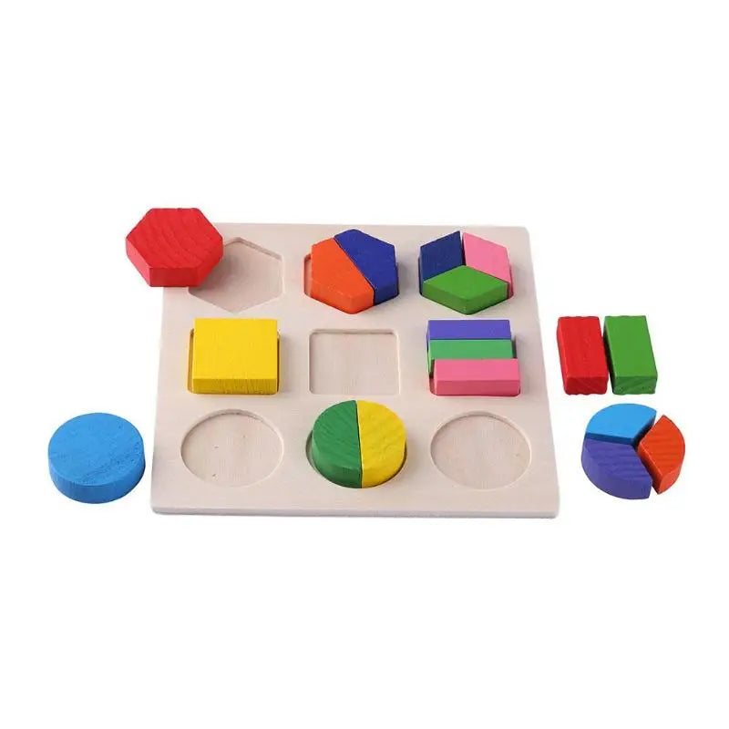 Wooden Geometric Shapes Montessori Puzzle Sorting Math Bricks Preschool Learning Educational Game Baby Toddler Toys for Children by Smarsty