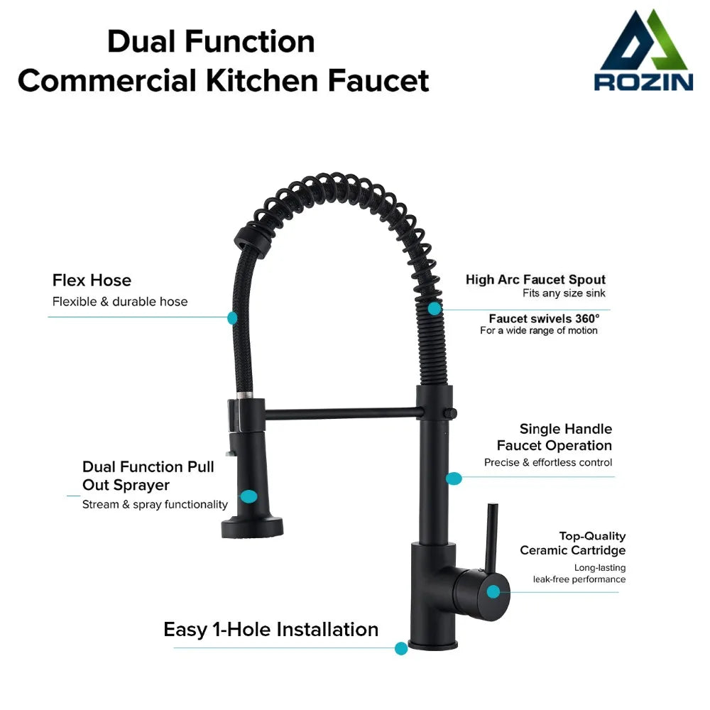 Brushed Nickel Kitchen Faucet with 360 Degree Rotation - Smarsty