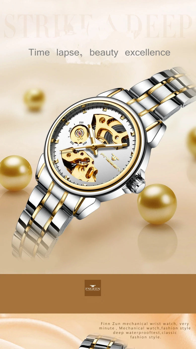 Luxury Automatic Waterproof Ladies Watch with Luminous Feature - Smarsty