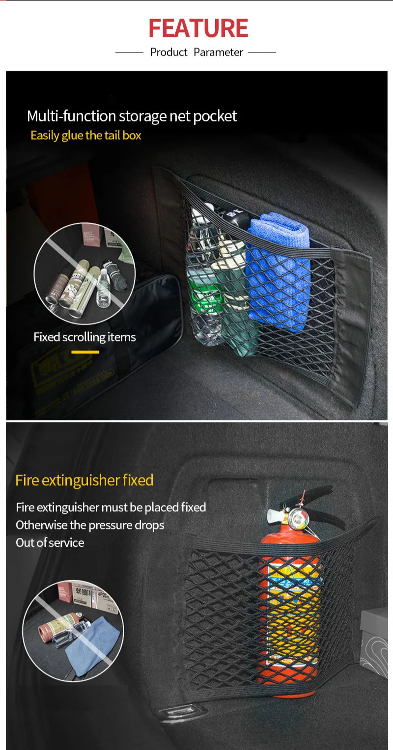 Car Trunk Box Storage Net Bag Organizer Space Saving Cars - Smarsty