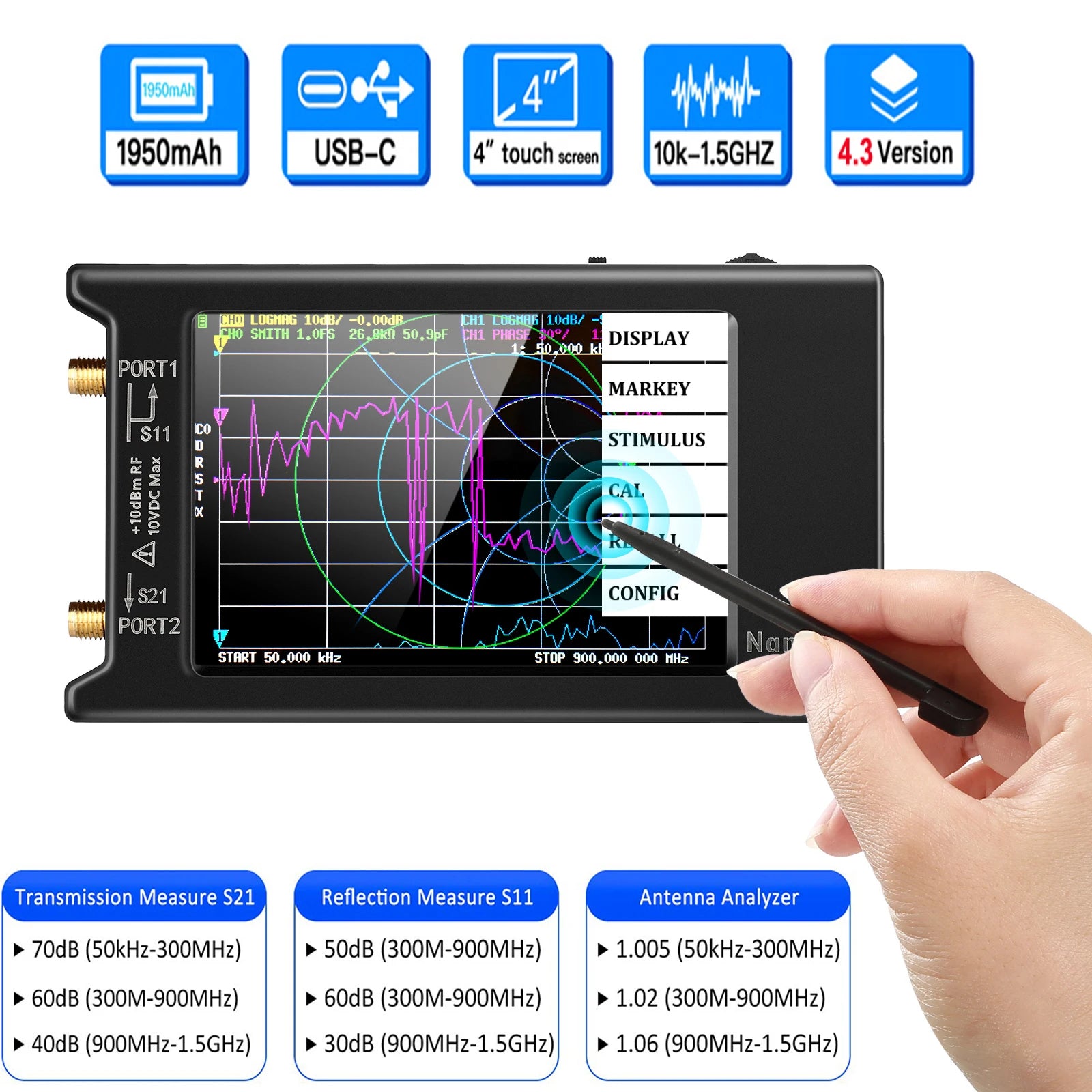 NanoVNA-H4 Vector Network Analyzer with SD Card Slot - Smarsty