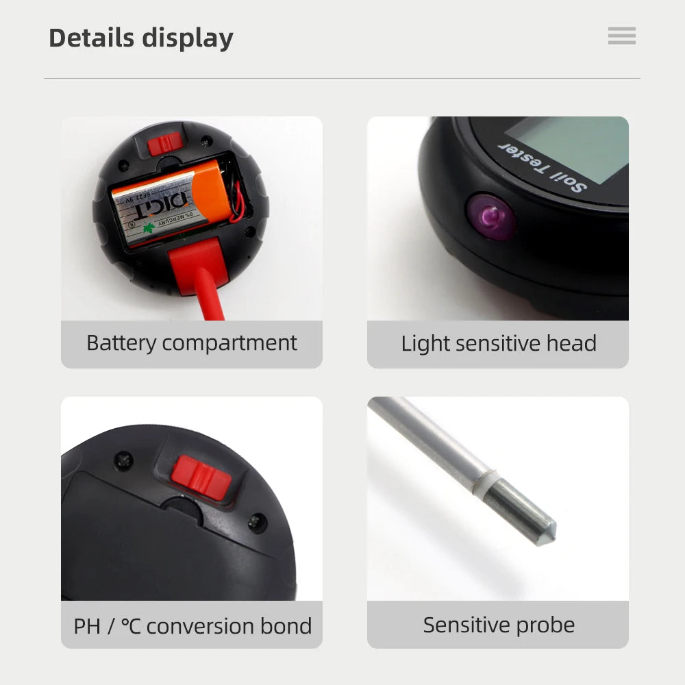 5 in 1 Soil Tester with Digital Readings for Garden Care - Smarsty
