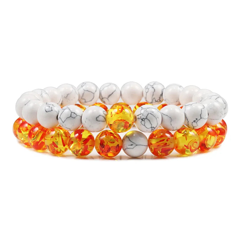 Couples Distance Lava Stone Yoga Bracelets Set - Smarsty