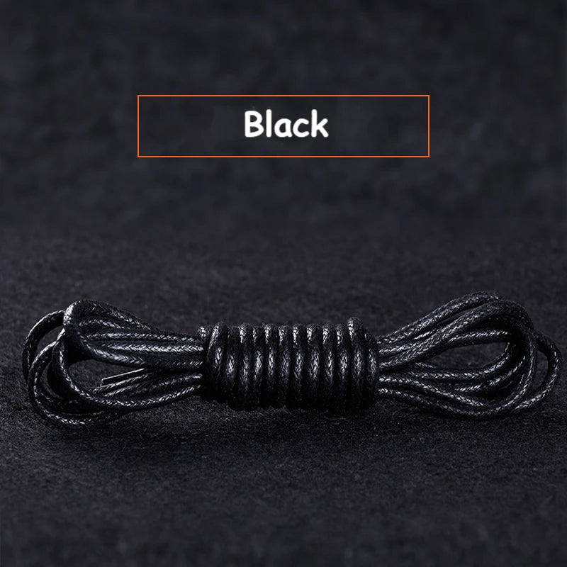 1Pair Cotton Waxed Shoelaces Round Oxford Shoe laces Boots Laces Waterproof Leather Shoelace Length 60/80/100/120/140/180cm - Smarsty