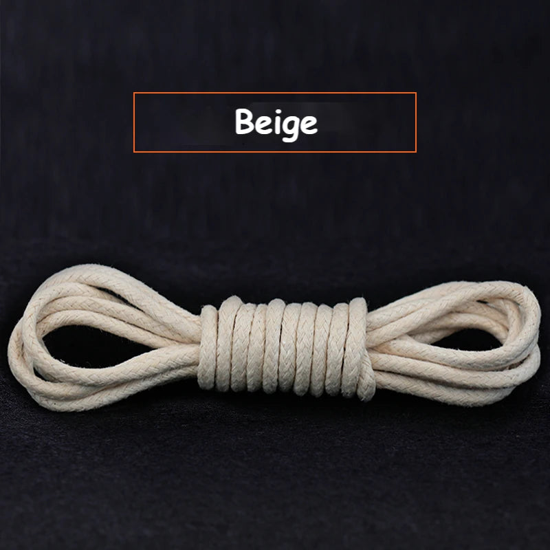1Pair Cotton Waxed Shoelaces Round Oxford Shoe laces Boots Laces Waterproof Leather Shoelace Length 60/80/100/120/140/180cm - Smarsty