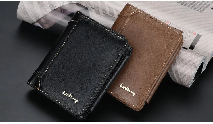New PU Leather Men Wallets High Quality Zipper Short Desigh Card Holder Male Purse Vintage Coin Holder Men Wallets - Smarsty