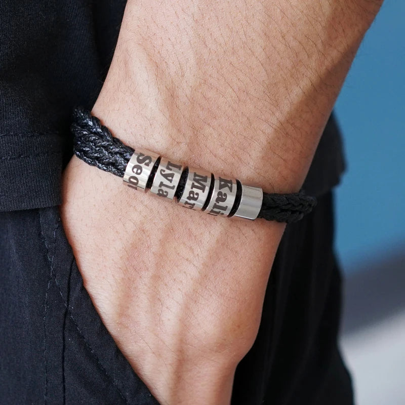 Customized Men Stainless Steel Braided Name Bracelet - Smarsty