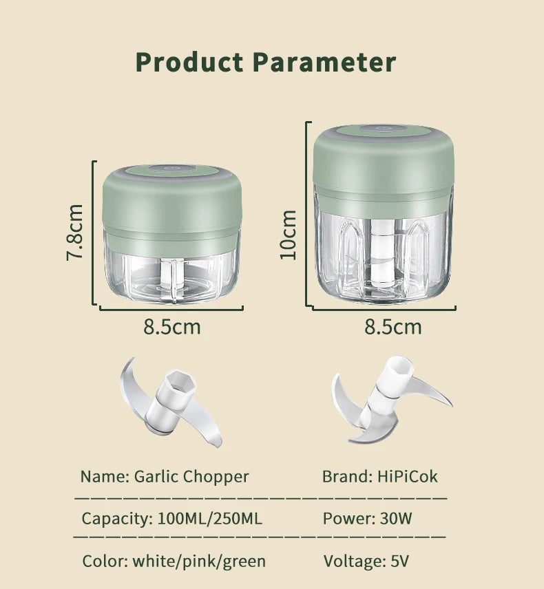 HiPiCok Meat Grinder Electric Garlic Crusher Food Chopper Mini Garlic Press Vegetable Chopper Masher Machine USB Kitchen Gadgets by Smarsty