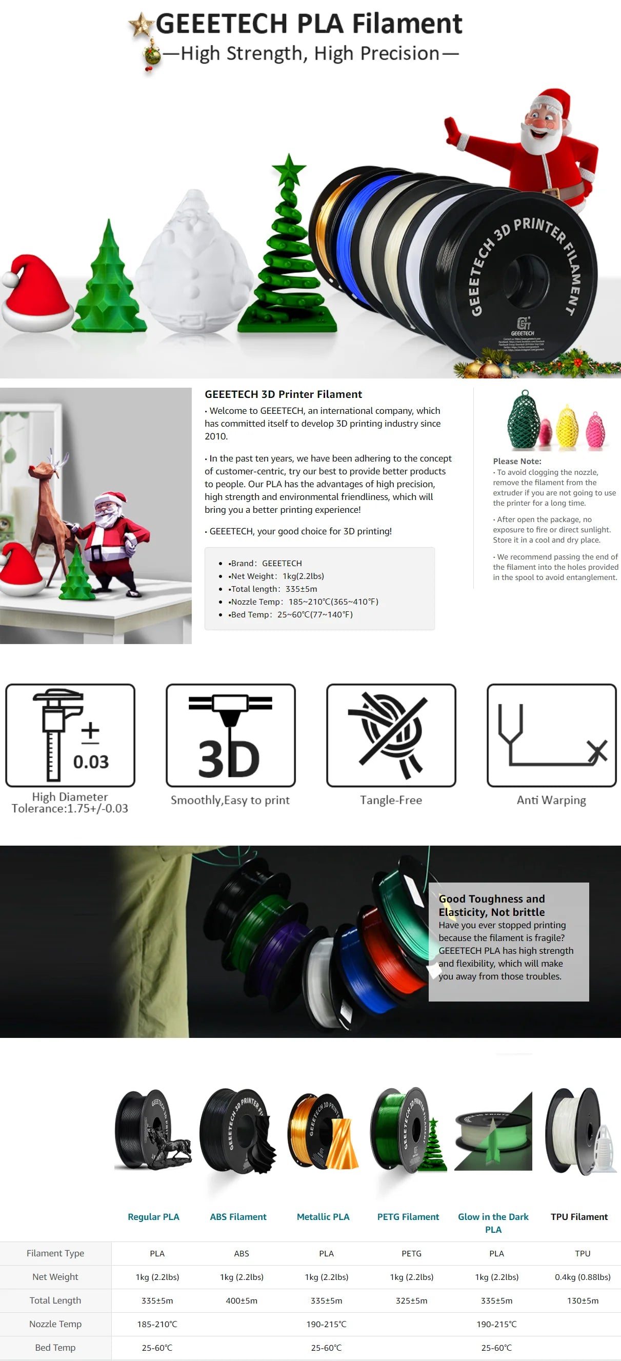 GEEETECH High-Speed PLA Filament 1.75mm 1kg 1 spool, Fast Curing, Better Liquidity, HS-PLA High-Speed 3D Printing Filament