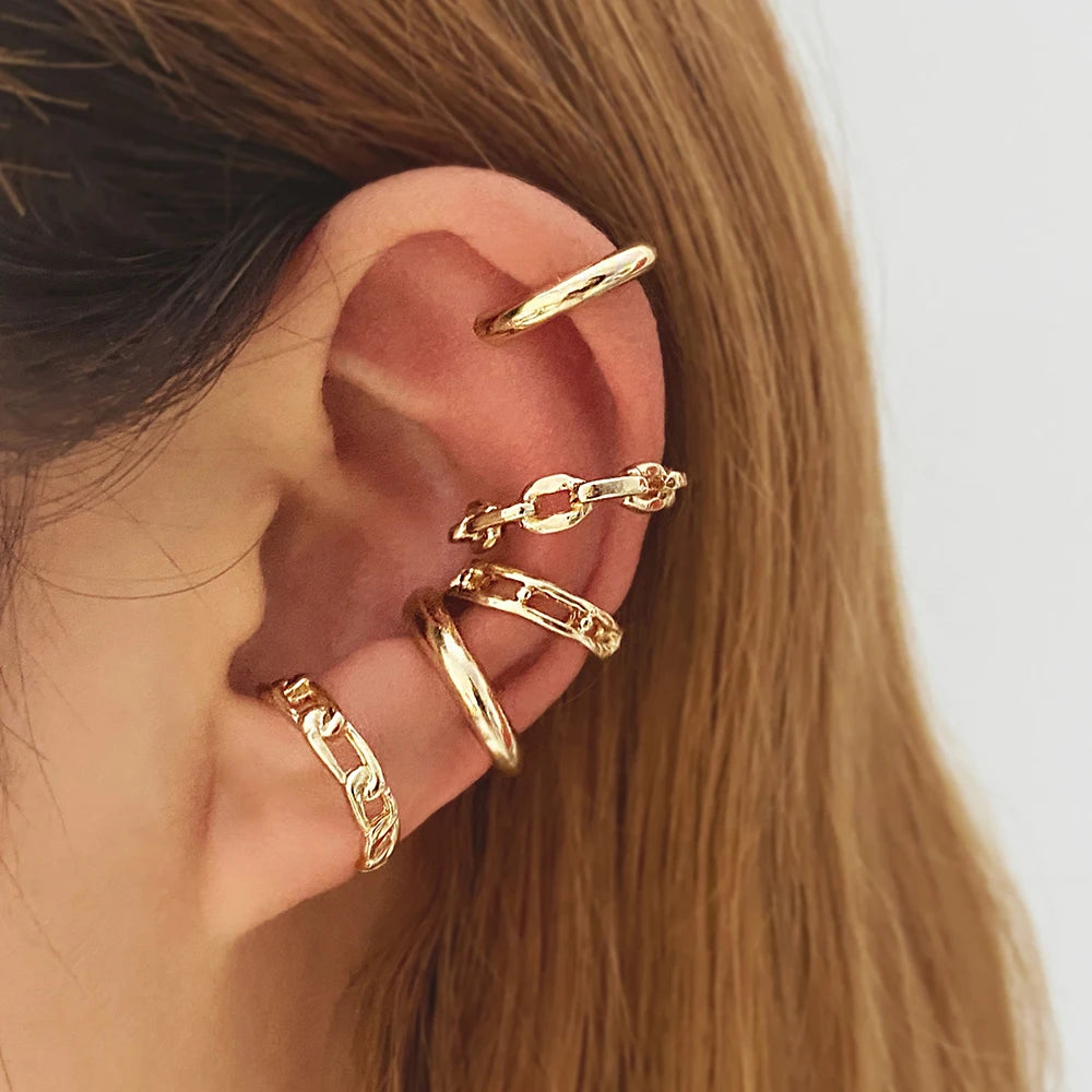 Vintage Gold Leaf Ear Cuff Non Piercing Clip Earrings - Smarsty