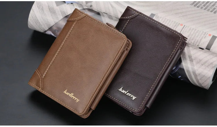 New PU Leather Men Wallets High Quality Zipper Short Desigh Card Holder Male Purse Vintage Coin Holder Men Wallets - Smarsty