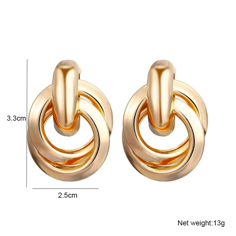 Gold Metal Drop Earrings with Irregular Heart Design for Women - Smarsty